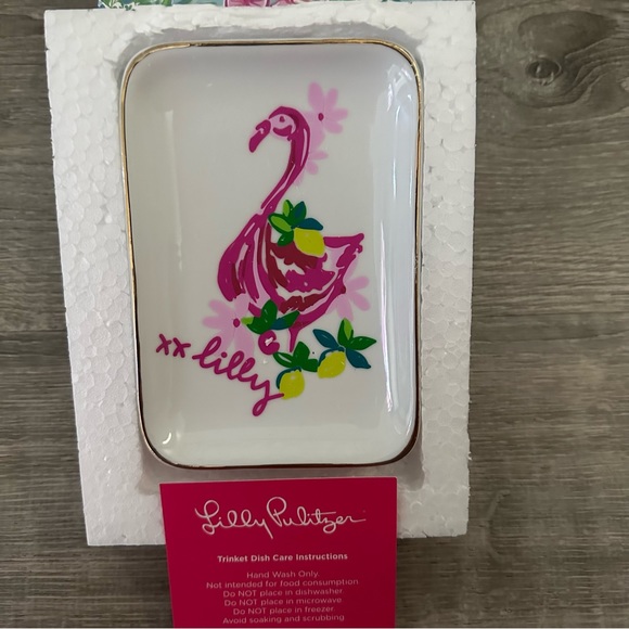 Lilly Pulitzer Dish NIB Flamingo Trinket Serving Plate 5.7"x4" NEW w/Box - Picture 2 of 2